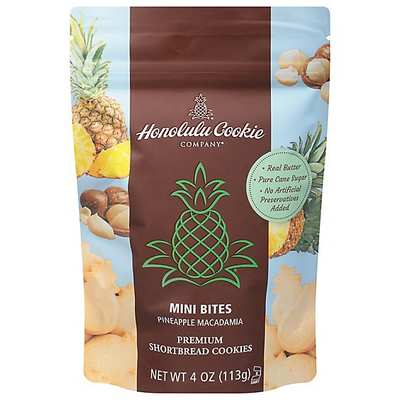 Honolulu Cookie Company Pineapple Macadamia Minibites Premium Shortbread Cookies