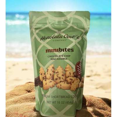 Honolulu Cookie Company Chocolate Chip Macadamia Minibites Premium Shortbread Cookies